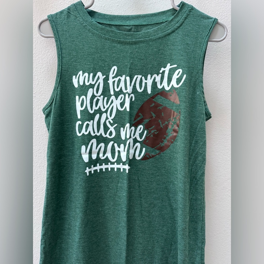 Women’s Green Graphic Tank Top - "My Favorite Player Calls Me Mom"